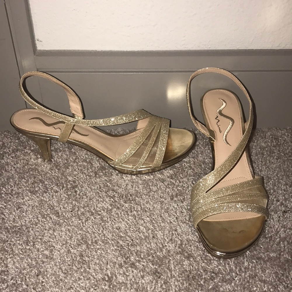 Gold sparkly heels